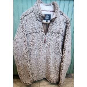Grizzly Sherpa Fleece Pullover 1/4 Zip Brown/White Long Sleeve Size Small S NWOT